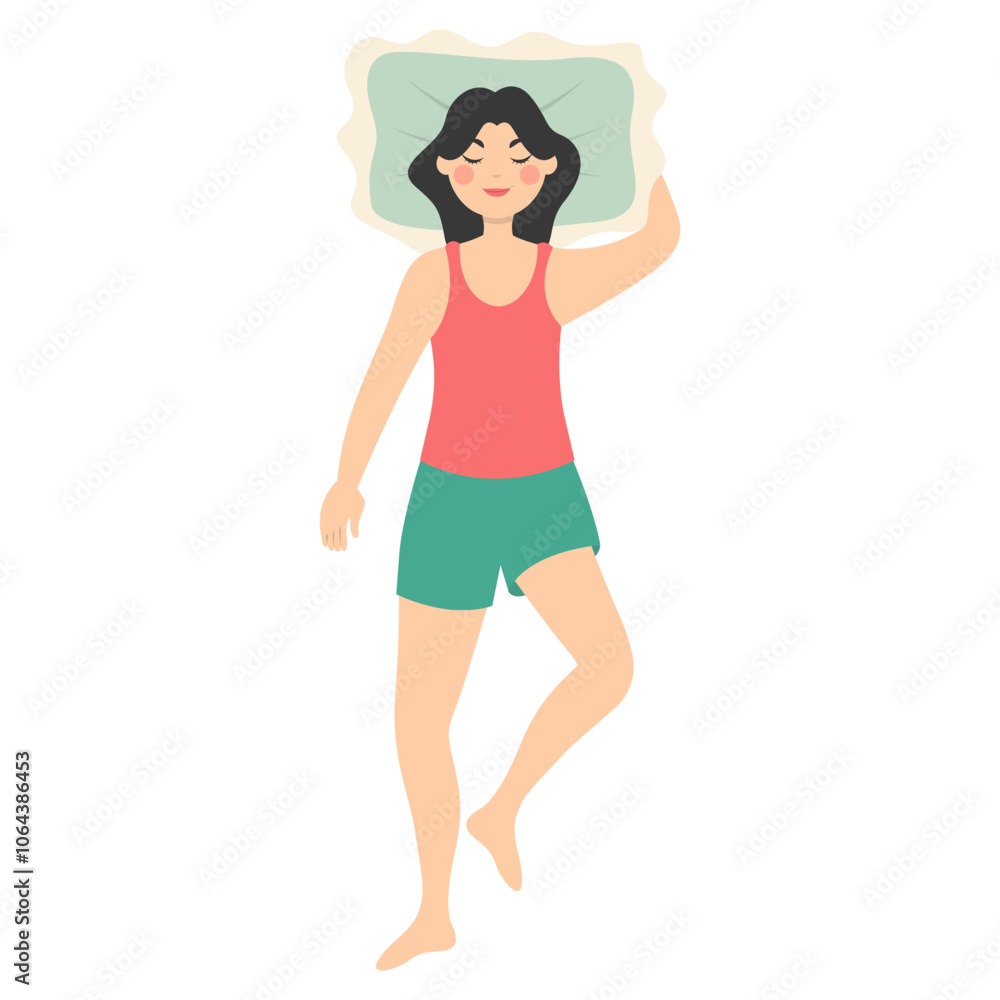 Woman Sleeping Position Illustration. Vector Character in Flat Cartoon Style. Woman Sleeping Position Illustration. Vector Character in Flat Cartoon Style.