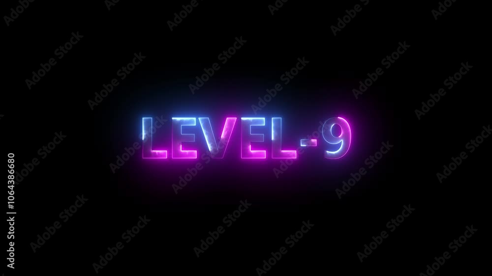 Abstract glowing neon level 1 to 10 isolated on black background. Trendy glow lighting line animation Abstract glowing neon level 1 to 10 isolated on black background. Trendy glow lighting line animation