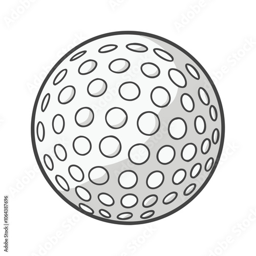 Realistic Dimpled Golf Ball Illustration, Detailed illustration of a golf ball with a dimpled surface, representing the sport of golf, recreation, and outdoor activities.
