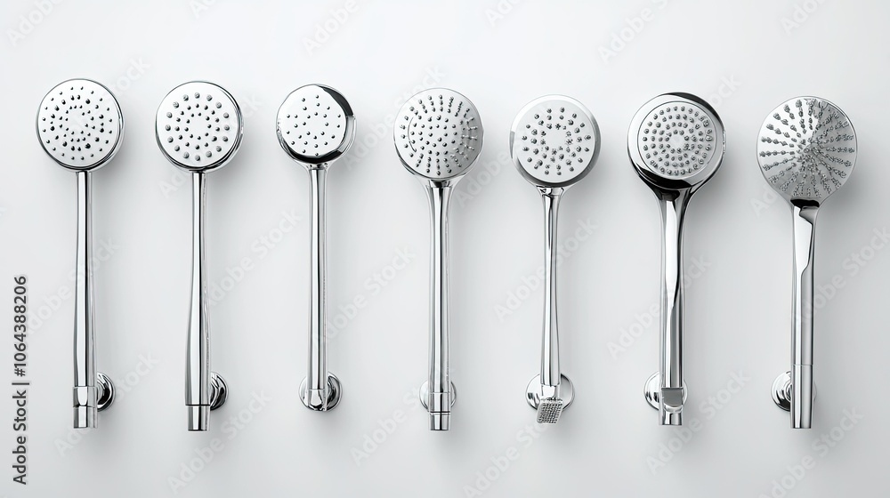 Variety of Shower Heads Displayed for Selection Variety of Shower Heads Displayed for Selection