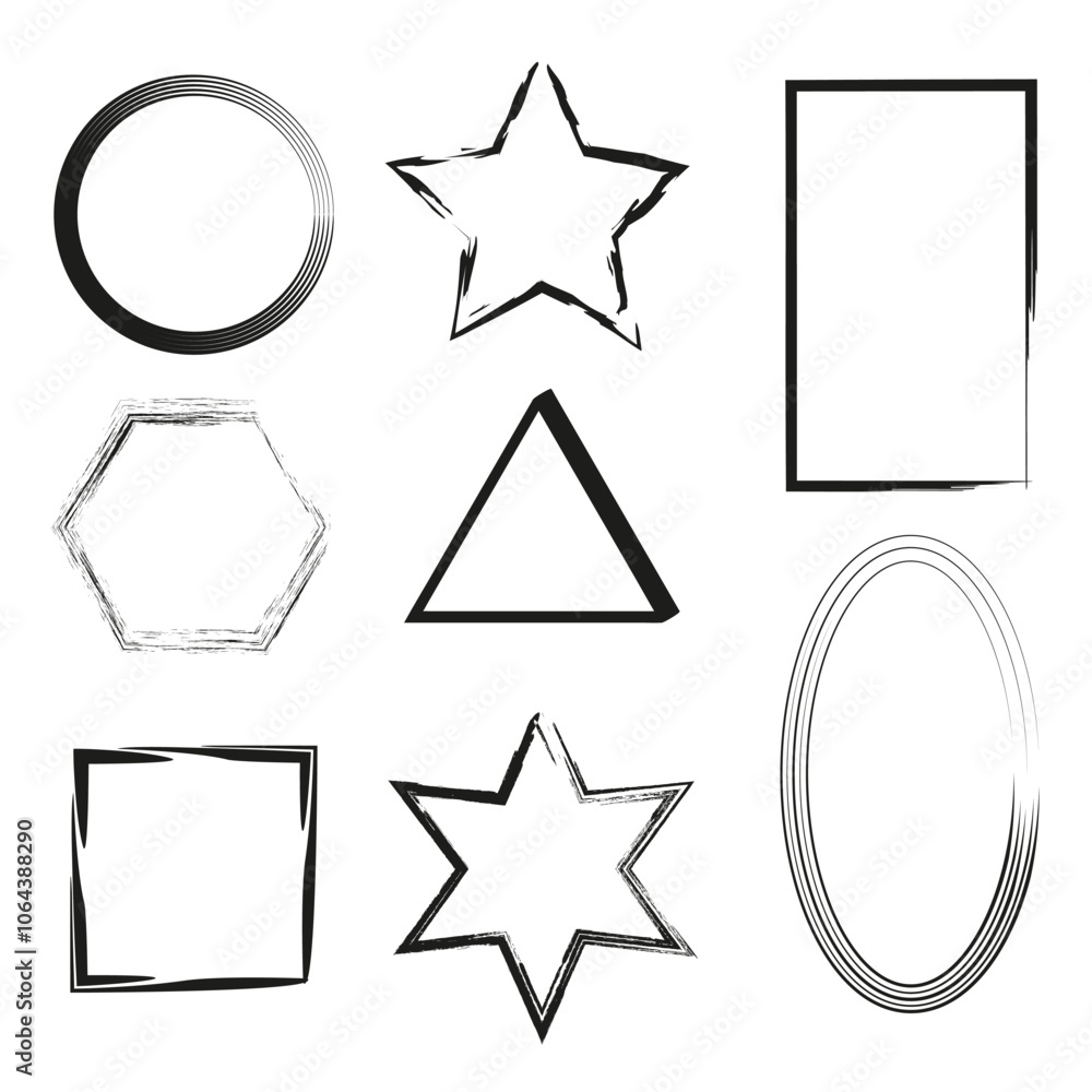 Geometric shapes set. Vector outline collection. Abstract shapes bundle. Black line art. Geometric shapes set. Vector outline collection. Abstract shapes bundle. Black line art.