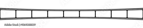 Blank horizontal film strip template. Video or photo camera tape isolated on white background. Storyboard layout. Empty frame for photographies collage. Vector graphic illustration.