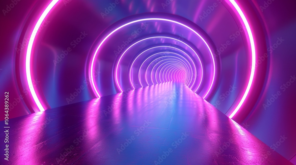 A vibrant 3D render of a futuristic tunnel illuminated with neon pink and purple lights, evoking a sense of movement and chaos in a digital landscape A vibrant 3D render of a futuristic tunnel illuminated with neon pink and purple lights, evoking a sense of movement and chaos in a digital landscape