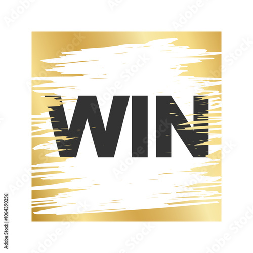 Golden square scratch card surface with scraped texture and Win winning text. Winner lottery, sale coupon, jackpot scratchcard template. Vector illustration.