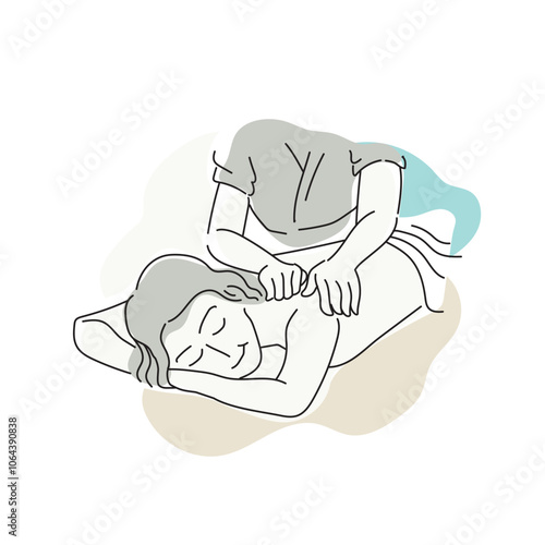 Thai Massage Spa Poses Minimal Drawing Vector 2