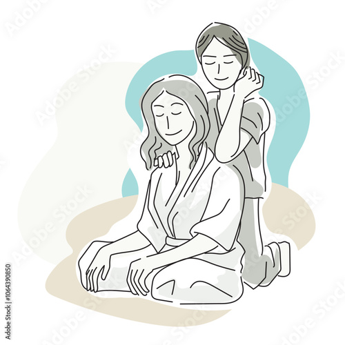 Thai Massage Spa Poses Minimal Drawing Vector 3