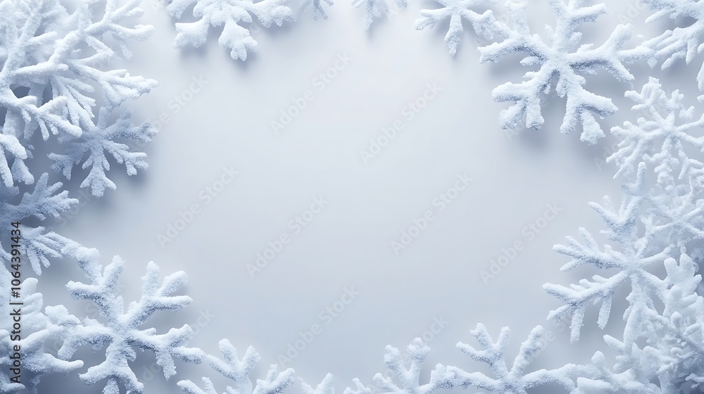 White Snowflake Border on Light Blue Background White Snowflake Border on Light Blue Background
