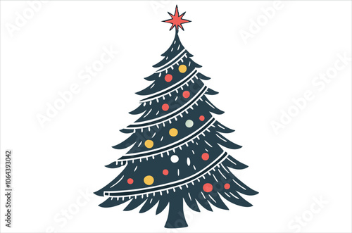 Merry Chrismas tree icon white background vector illustration flat desing chrismas cartoon