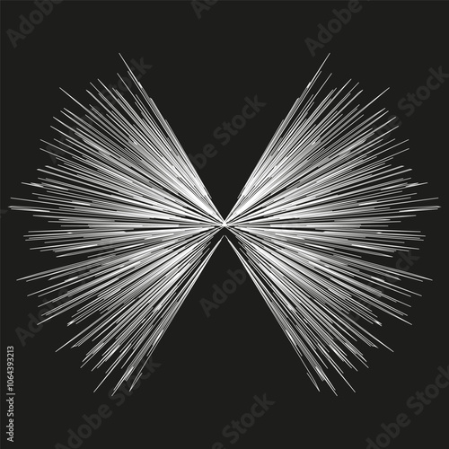 Starburst abstract design. Radiating line vector. Black and white pattern. Symmetrical geometric icon.