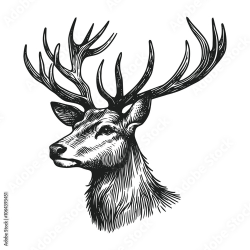 Deer head sketch drawing vector