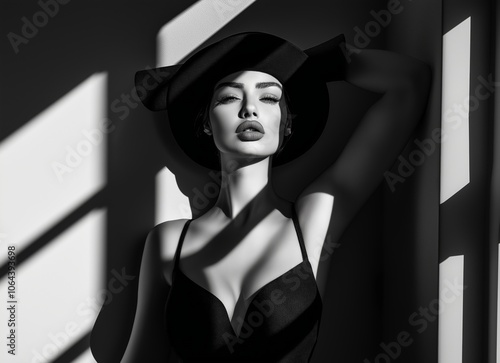 Portrait of a beautiful young female fashion model wearing designer clothes.