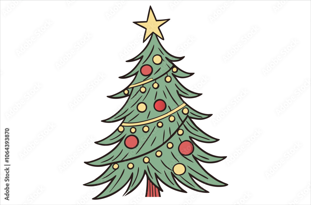 Merry Chrismas tree icon white background vector illustration flat desing chrismas cartoon Merry Chrismas tree icon white background vector illustration flat desing chrismas cartoon