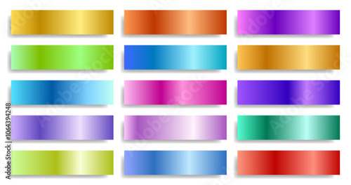 Vibrant gradient color palette set. Colorful label collection. For swatches or reference.