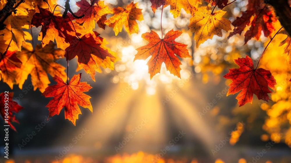 Autumn Leaves with Sun Rays Autumn Leaves with Sun Rays