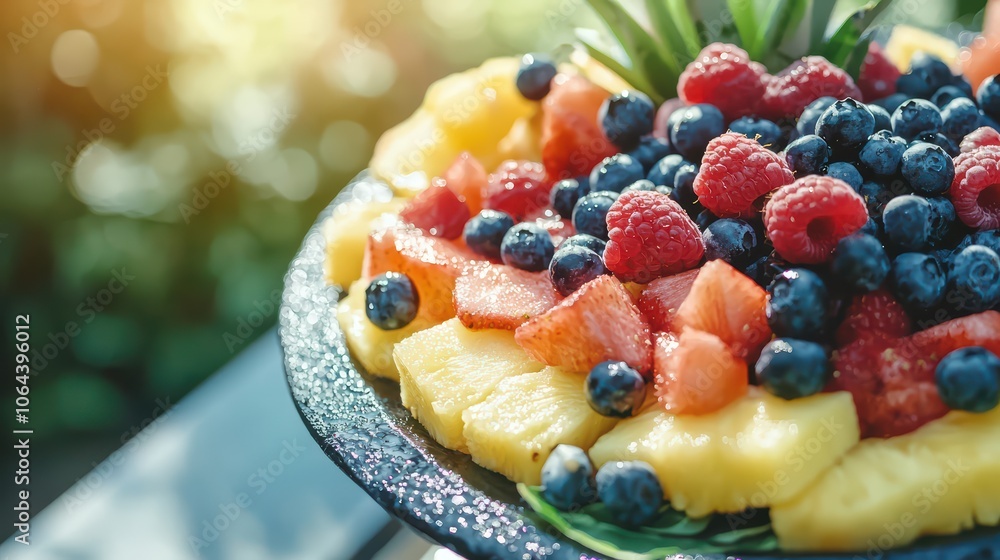 Delicious Fruit Salad with Pineapple, Strawberries, Raspberries, and Blueberries Delicious Fruit Salad with Pineapple, Strawberries, Raspberries, and Blueberries