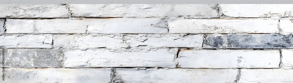 Weathered White Brick Wall with Cracks and Flaking Paint Weathered White Brick Wall with Cracks and Flaking Paint