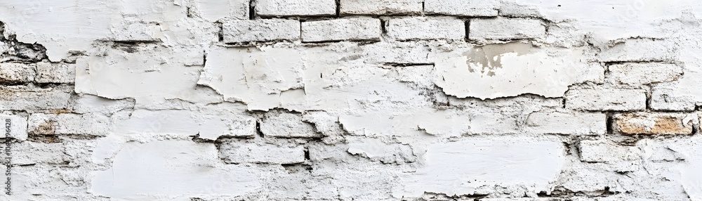 White Brick Wall with Peeling Paint and Visible Mortar White Brick Wall with Peeling Paint and Visible Mortar