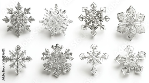 Unique Snowflake Designs on White Background