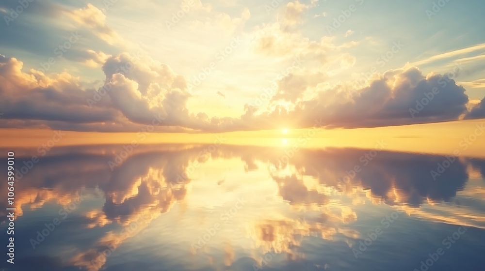 Fototapeta premium Golden Sunset Reflected in Calm Water