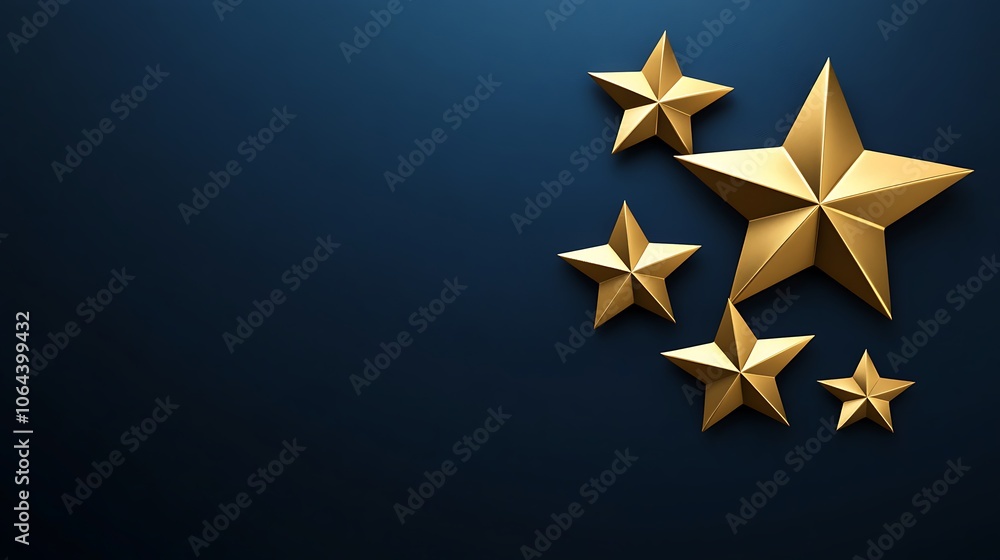 Five Golden Stars on a Dark Blue Background Five Golden Stars on a Dark Blue Background