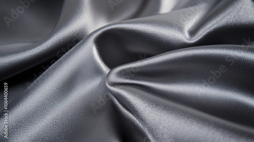 rich satin textile in graphite hue, intricate fabric texture visible, strategically placed shadows and highlights, blank area for featuring upscale merchandise, fashion editorial aesthetic, extreme