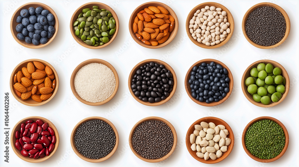 Assortment of Diverse,Nutrient-Rich Functional Foods Arranged Assortment of Diverse,Nutrient-Rich Functional Foods Arranged
