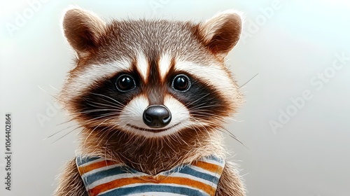 Playful raccoon character dressed as a thief with a striped shirt and mask in a vibrant watercolor style on a white background This creative whimsical captures the mischievous nature of the raccoon