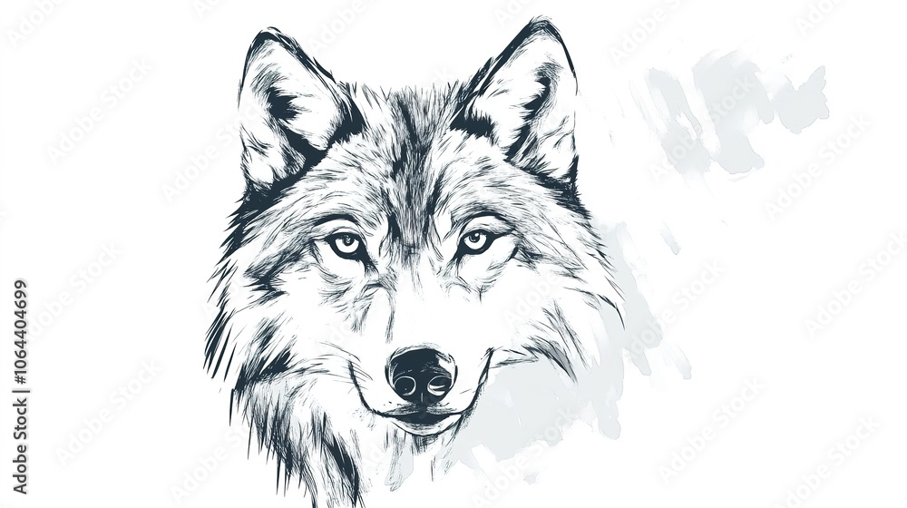 Hand-drawn outline illustration of a wolf, showcasing detailed contours and elegant lines, set against a clean white background, perfect for wildlife and nature-themed designs. Hand-drawn outline illustration of a wolf, showcasing detailed contours and elegant lines, set against a clean white background, perfect for wildlife and nature-themed designs.