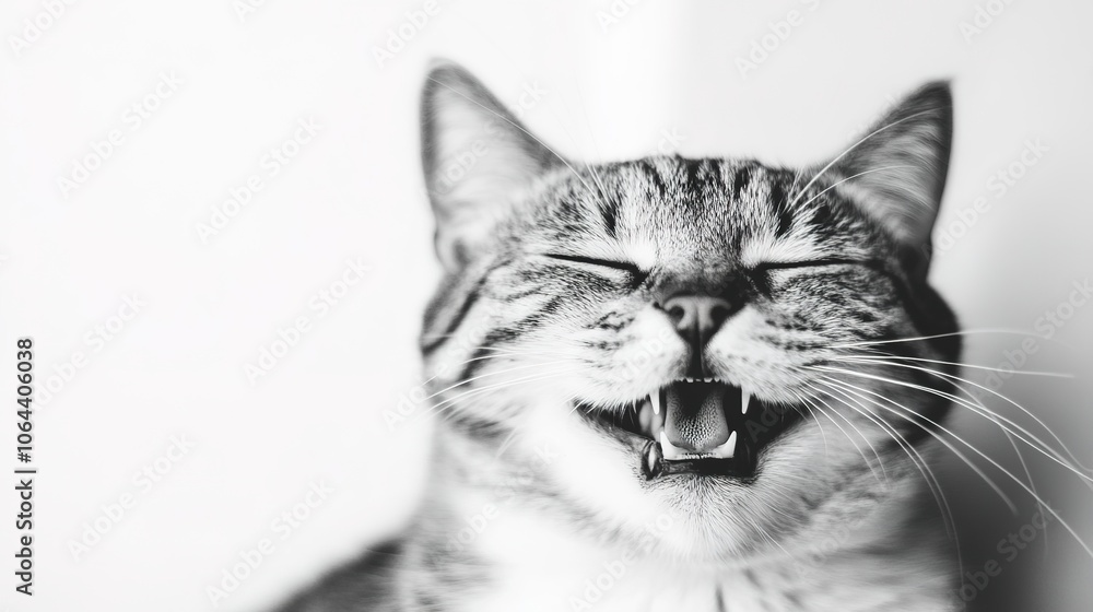 Happy cat with a joyful expression, sitting on a white background, exuding a cheerful and playful vibe, perfect for animal lovers and cat enthusiasts. Happy cat with a joyful expression, sitting on a white background, exuding a cheerful and playful vibe, perfect for animal lovers and cat enthusiasts.