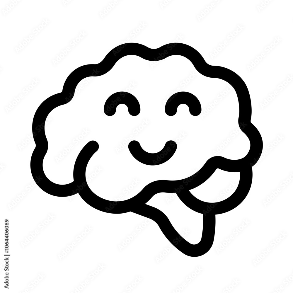 happy mind icon with line style, perfect for user interface projects happy mind icon with line style, perfect for user interface projects
