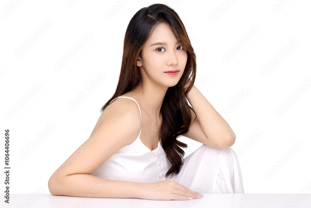 Studio shot Beautiful young Asian woman with clean fresh skin PNG file format transparent background. Studio shot Beautiful young Asian woman with clean fresh skin PNG file format transparent background.