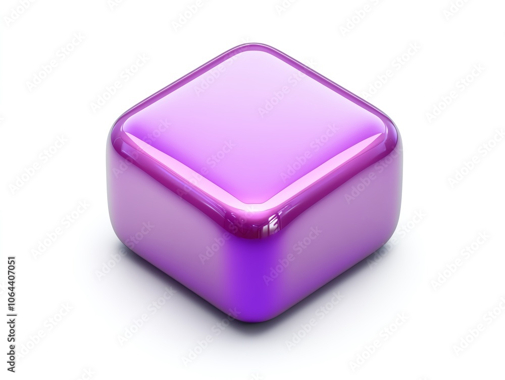 A glossy purple die-cut square with smooth edges, showcasing a vibrant color against a white isolated background. A glossy purple die-cut square with smooth edges, showcasing a vibrant color against a white isolated background.