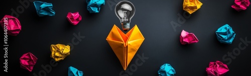 Creative photo of illuminated light bulb hover over a dark chalkboard background for concepts and ideas.