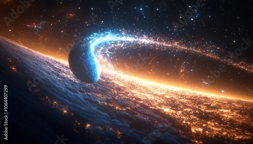 Planetary Panorama: Stunning 3D Illustration of a Space Background with Multiple Planets in View