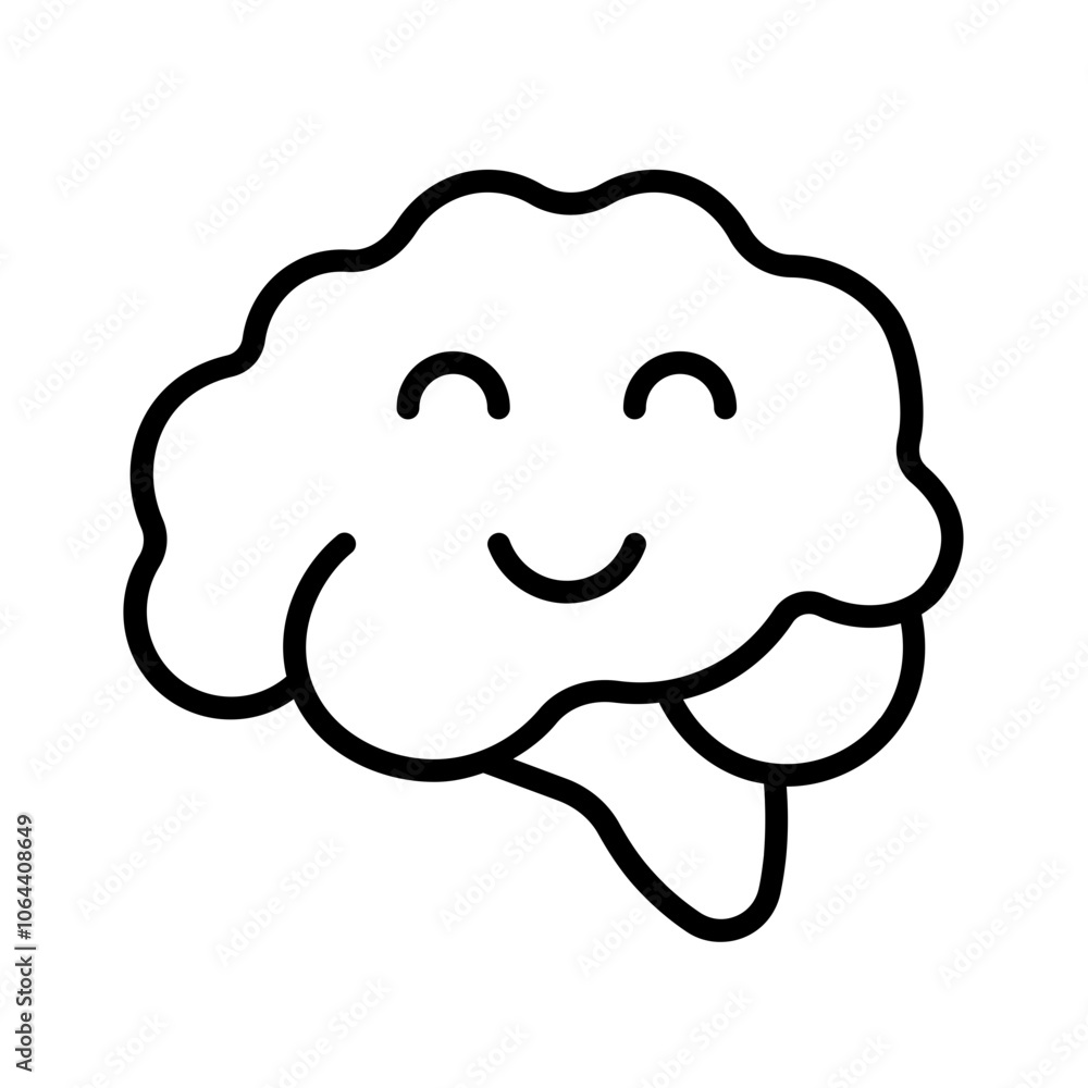 happy mind icon with thin style, perfect for user interface projects happy mind icon with thin style, perfect for user interface projects