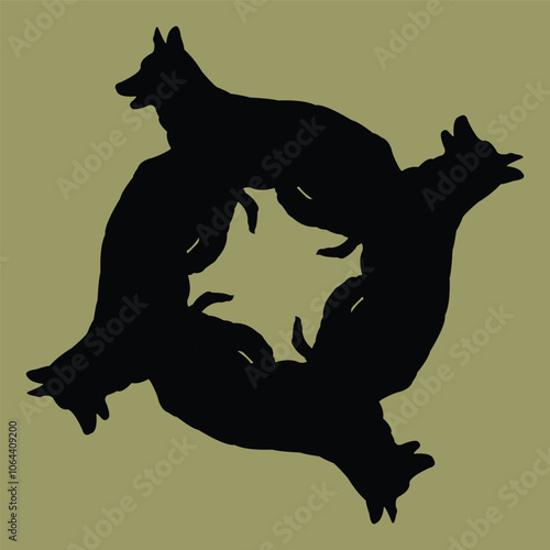 vector design for ceramic or tile motifs with dog motifs in soft colors