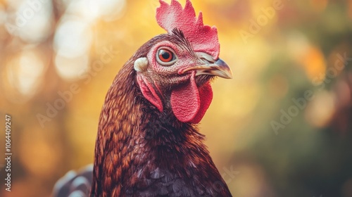 Side close-up of the red-crowned hen photo