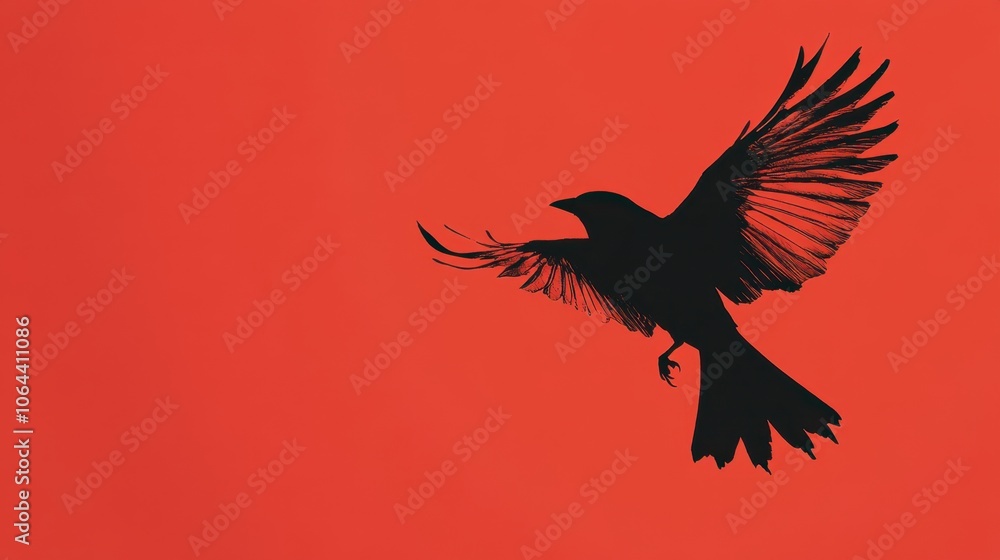 Obraz premium Black Asuka silhouette on red background