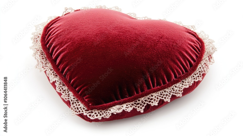 Plush Heart-Shaped Pillow with Lace Trim Plush Heart-Shaped Pillow with Lace Trim