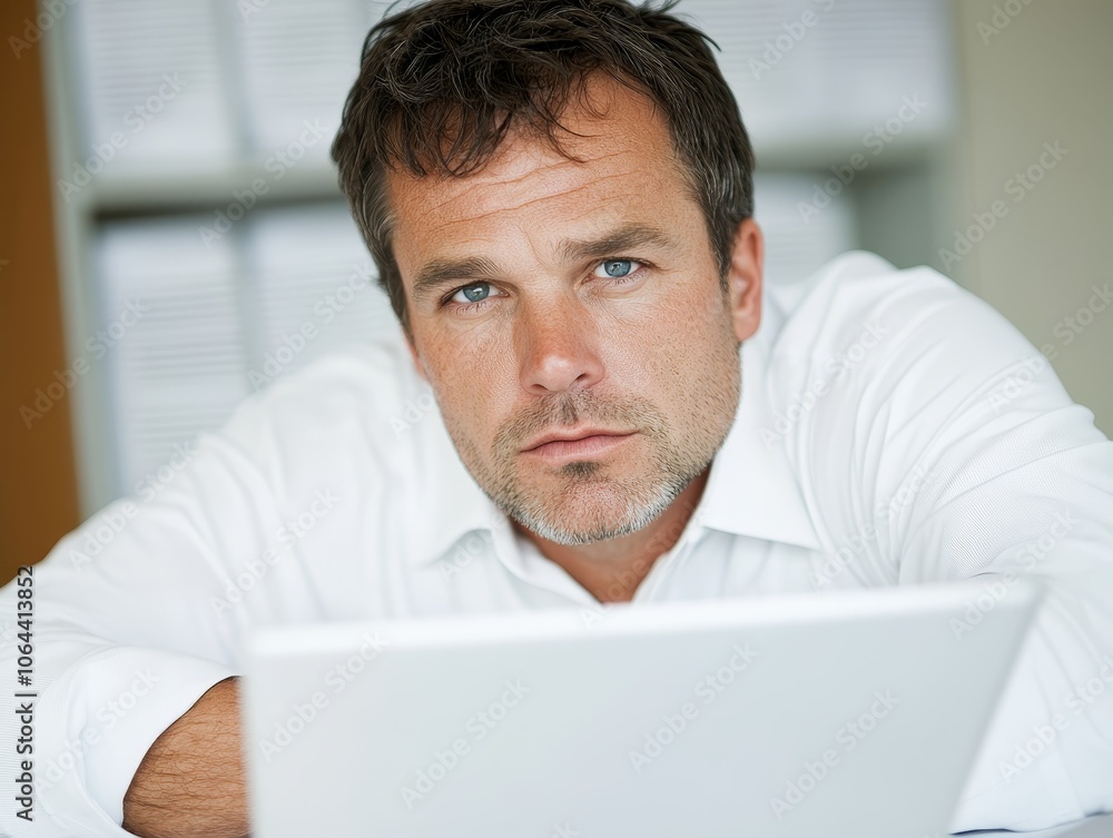 Modern Financial Consultant Working on Laptop Surrounded by Reports and Coffee for Enhanced Productivity Modern Financial Consultant Working on Laptop Surrounded by Reports and Coffee for Enhanced Productivity