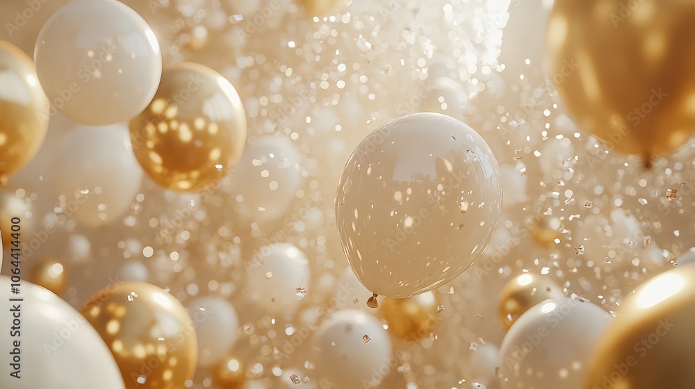 Festive Balloons in Shimmering Atmosphere Festive Balloons in Shimmering Atmosphere