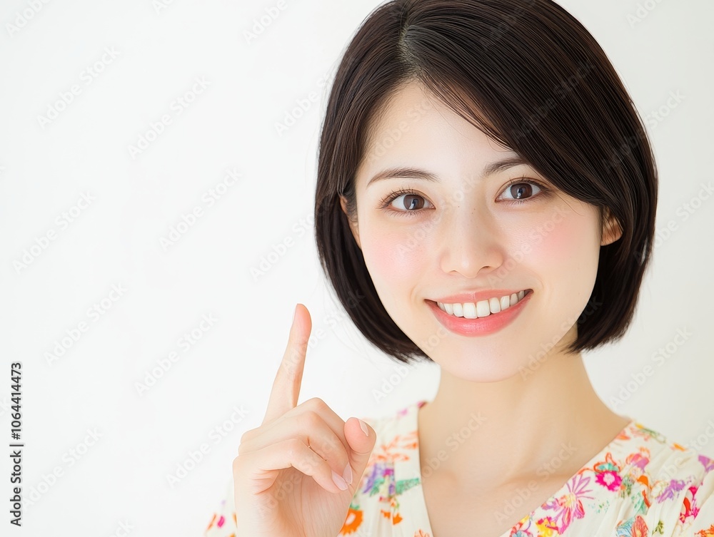 Empowering Asian Woman with Positive Energy Showing Upbeat Gesture Against White Background Empowering Asian Woman with Positive Energy Showing Upbeat Gesture Against White Background