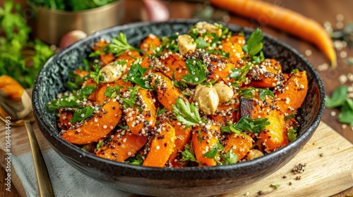 Roasted Butternut Squash Salad with Sesame Seeds and Parsley