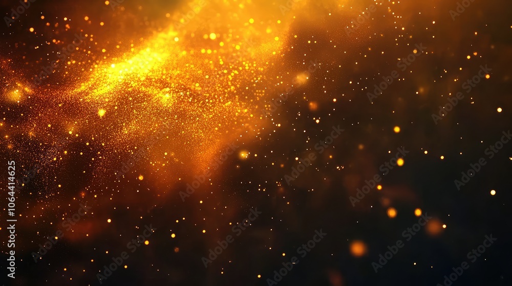 Golden Glittering Particles in Motion Golden Glittering Particles in Motion