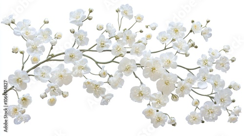 Delicate White Flowers on a Branch