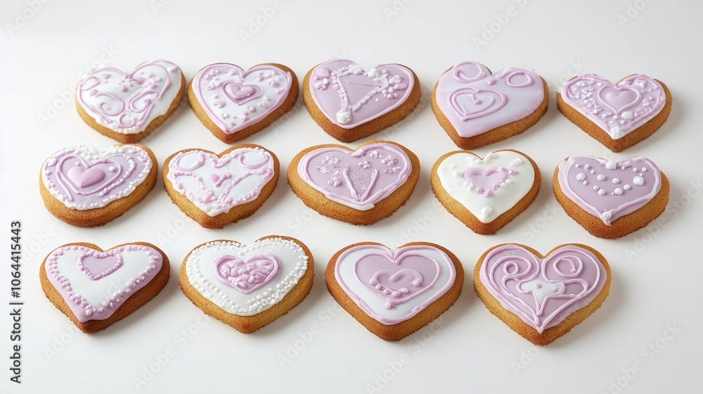Heart-Shaped Cookies with Pink Icing Designs Heart-Shaped Cookies with Pink Icing Designs