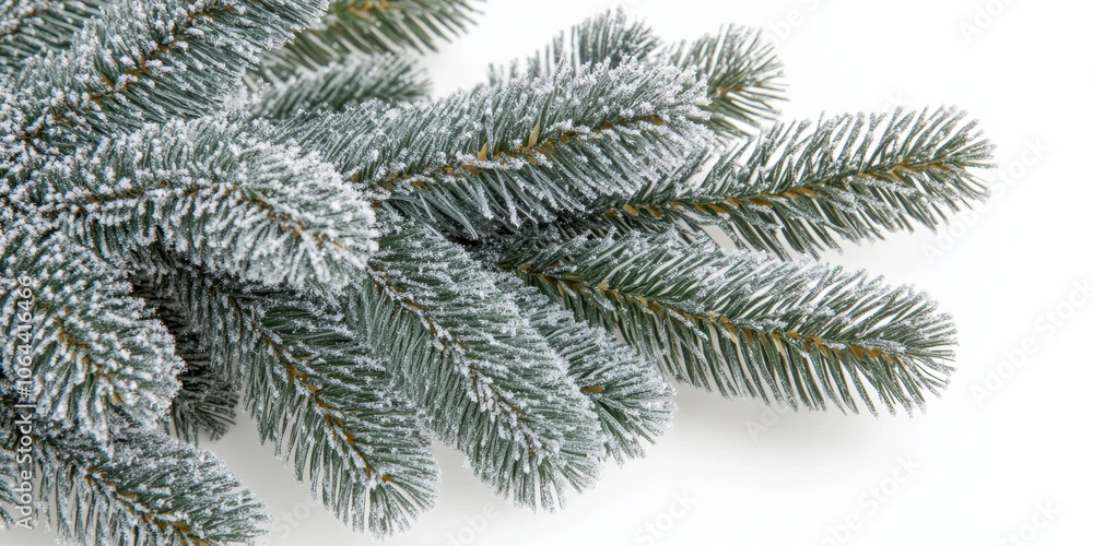 Snowy Pine Branch Close Up. Snowy Pine Branch Close Up.