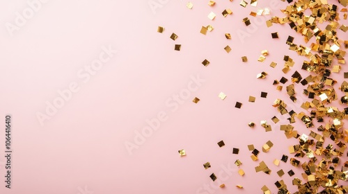 Gold Confetti on Pink Background