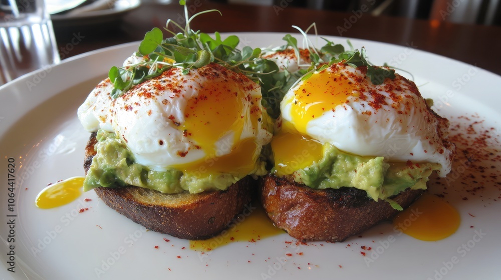 Delicious Avocado Toast with Poached Eggs and Herbs Delicious Avocado Toast with Poached Eggs and Herbs
