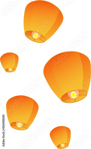 Chinese traditional sky lantern illustration